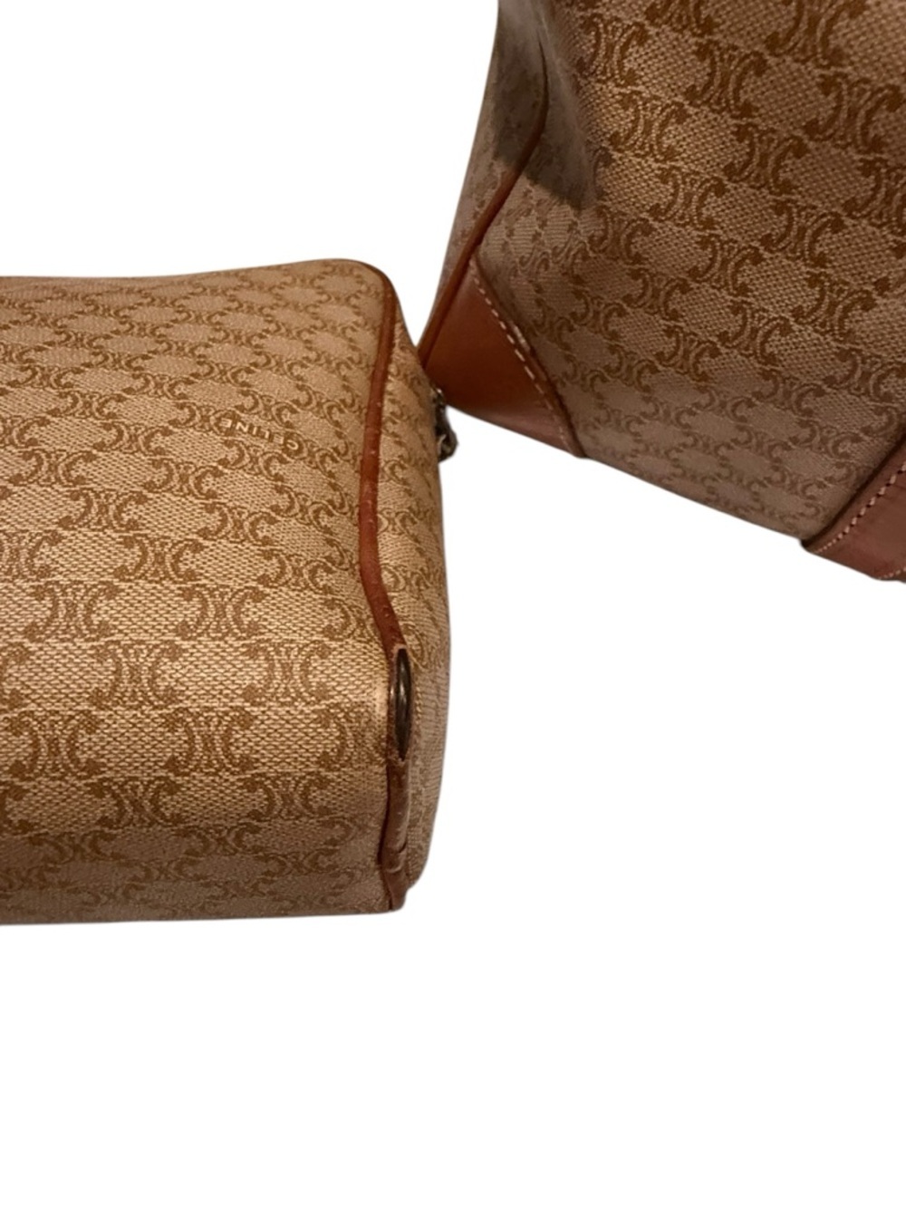 Celine Heritage Woven-Pattern Tan Duffel Bag with Toiletry Pouch - Picture 6 of 12